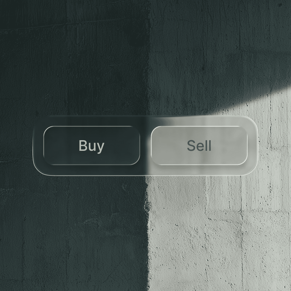 Buy and Sell buttons floating over a concrete wall
