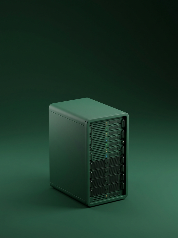 Clay server rack on a dark green background
